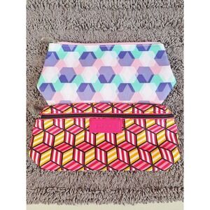 Clinique Make Up Bags 2pc Set Multi‎ Colored Abstract Prints